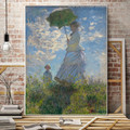 Woman Parasol Mix Artist Reproduction Painting Canvas Print for Wall Outfit