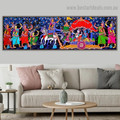 Radha Krishna Leela Religious Figure Animal Traditional Artwork Image Canvas Print for Room Wall Drape