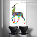Rainbow Deer Art Animal Modern Artwork Picture Canvas Print for Room Wall Drape