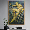 Golden Metal Man Abstract Modern Artwork Image Canvas Print for Room Wall Ornament