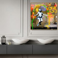 Abstract Skipping Girl Kids Graffiti Artwork Picture Canvas Print for Room Wall Decoration