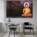 Buddha Meditating Religious Landscape Modern Artwork Image Canvas Print for Room Wall Decor