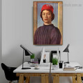 Portrait of a Young Man with Red Cap I Sandro Botticelli Figure Early Renaissance Reproduction Artwork Picture Canvas Print for Room Wall Decoration