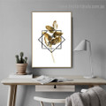 Golden Leaf Botanical Abstract Nordic Framed Portrait Picture Canvas Print for Room Wall Decoration