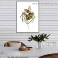 Golden Leaf Botanical Abstract Nordic Framed Portrait Painting Canvas Print for Room Wall Flourish