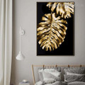 Monstera Gold Leaf Botanical Nordic Framed Portrait Picture Canvas Print for Room Wall Decoration