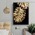 Monstera Gold Leaf Botanical Nordic Framed Portrait Image Canvas Print for Room Wall Adornment