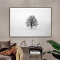 Lone Tree Botanical Modern Framed Portrait Painting Canvas Print for Room Wall Flourish