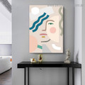 Geometric Face Abstract Scandinavian Framed Artwork Photo Canvas Print for Room Wall Garnish