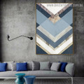 Abstract Blue Geometric Modern Framed Portrait Image Canvas Print for Room Wall Decoration