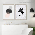 Geometric Abstract Nordic Framed Portrait Picture Canvas Print for Room Wall Garniture