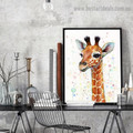 Baby Giraffe Animal Watercolor Framed Artwork Image Canvas Print for Room Wall Ornament