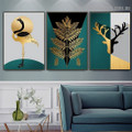 Golden Hooper Botanical Abstract Animal Nordic Framed Portrait Picture Canvas Print for Room Wall Ornament