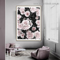 Faded Peony Flower Botanical Scandinavian Framed Portrait Photo Canvas Print for Room Wall Ornament