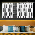 Many Windows Building Architecture Modern Framed Portrait Image Canvas Print for Room Wall Garniture
