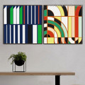 Bold Straight Mark Abstract Modern Framed Artwork Picture Canvas Print for Room Wall Garniture