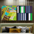 Colorful Cabriole Stripes Abstract Modern Framed Portrait Painting Canvas Print for Room Wall Ornament