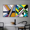 Multicolor Desultory Streak Abstract Modern Framed Artwork Picture Canvas Print for Room Wall Garniture