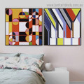 Multicolored Spheroidal Design Abstract Modern Framed Portrait Picture Canvas Print for Room Wall Adornment