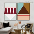 Multicolor Trigons Abstract Geometric Modern Framed Artwork Portrait Canvas Print for Room Wall Decoration