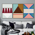 Colorful Triangles Abstract Geometric Modern Framed Artwork Picture Canvas Print for Room Wall Flourish