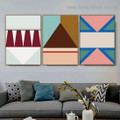 Colorful Triangles Abstract Geometric Modern Framed Artwork Image Canvas Print for Room Wall Garnish