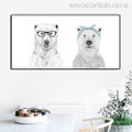 Couple Bears Modern Animal Painting Canvas Print for Room Wall Finery