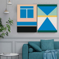 Blue Deltoid Art Abstract Geometric Modern Framed Artwork Picture Canvas Print for Room Wall Spruce