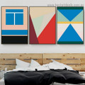 Blue Boxes Abstract Geometric Modern Framed Portrait Photo Canvas Print for Room Wall Decoration