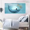 Starry Sky Dolphin Animal Fantasy Modern Framed Portrait Painting Canvas Print for Room Wall Adornment