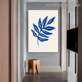 Blue Foliage Botanical Abstract Scandinavian Framed Artwork Picture Canvas Print for Room Wall Flourish