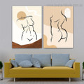Nude Body Abstract Scandinavian Framed Artwork Image Canvas Print for Room Wall Spruce
