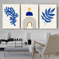 Dark Blue Foliage Botanical Abstract Scandinavian Framed Portrait Photo Canvas Print for Room Wall Drape