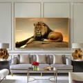Perched Lion Animal Modern Canvas Print for Room Wall Garnish