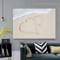 Heart Beach Landscape Modern Framed Portrait Painting Canvas Print for Room Wall Adornment