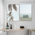 Palm Leaves Botanical Travel Modern Framed Portrait Artwork Canvas Print for Room Wall Drape