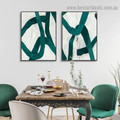 Vagabond Retro Line Abstract Modern Framed Artwork Photo Canvas Print for Room Wall Spruce