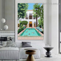 Bathing Peoples Architecture Illustration Modern Framed Portrait Picture Canvas Print for Room Wall Adornment
