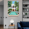 Bathing Peoples Architecture Illustration Modern Framed Portrait Painting Canvas Print for Room Wall Decoration