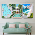 Indoor Swimming Pool Architecture Illustration Modern Framed Artwork Picture Canvas Print for Room Wall Ornament
