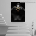 Black Woman Fashion Figure Modern Framed Portrait Picture Canvas Print for Room Wall Spruce