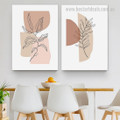 Calico Smear Leaflets Spots Framed Stretched Abstract Minimalist Botanical 2 Panel Painting Picture Scandinavian Canvas Print for Room Wall Décor