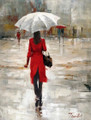 White Parasol Girl Contemporary Abstract Figure Watercolor Painting Portrait Canvas Print