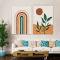Tortuous Alignments Leaves Geometric Scandinavian Framed Stretched Abstract 2 Piece Art Photograph Canvas Print for Room Wall Getup