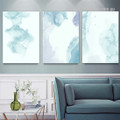 Blue Patches Abstract Minimalist 3 Piece Modern Framed Stretched Wall Artwork Photograph Canvas Print for Room Ornament