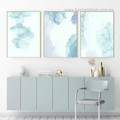 Blue Patches Female Abstract Minimalist 3 Piece Modern Framed Stretched Wall Art Photograph Canvas Print for Room Onlay