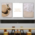 Sunny Days And Warm Nights Hat Typography 3 Piece Modern Framed Stretched Landscape Photograph Canvas Print for Room Wall Onlay