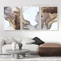 Tarnish Marble Texture 3 Piece Framed Stretched Modern Artwork Abstract Image Canvas Print for Room Wall Adornment