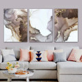 Tarnish Marble Texture Wall Art Photo Abstract 3 Piece Framed Stretched Modern Canvas Print for Room Disposition