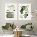 Circular Winding Streaks Circles Abstract Framed Stretched Painting Geometric Picture 2 Panel Watercolour Canvas Print for Room Wall Finery